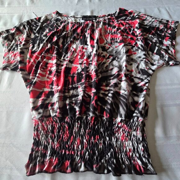 Women's Size Medium Isabella Rodriguez Short Sleeve, Colorful Print, Gathered - Picture 3 of 7